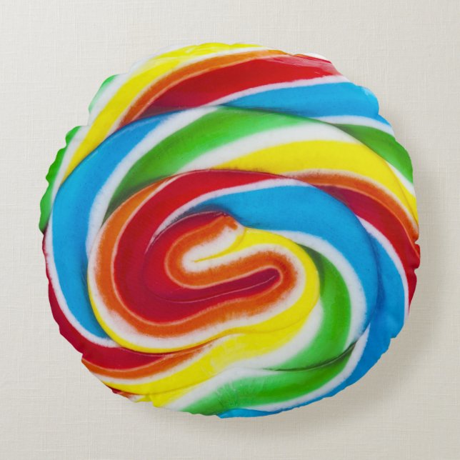 swirl lollipop candy round pillow (Front)