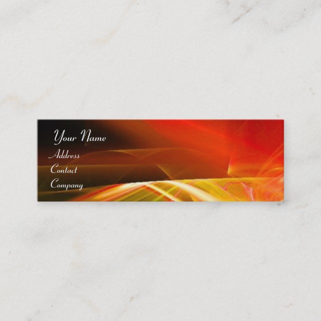 SWIRL  MONOGRAM Vibrant black red orange Mini Business Card (Front)