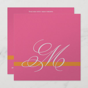 Swirl Monogram Wedding Invitation Pink Silver