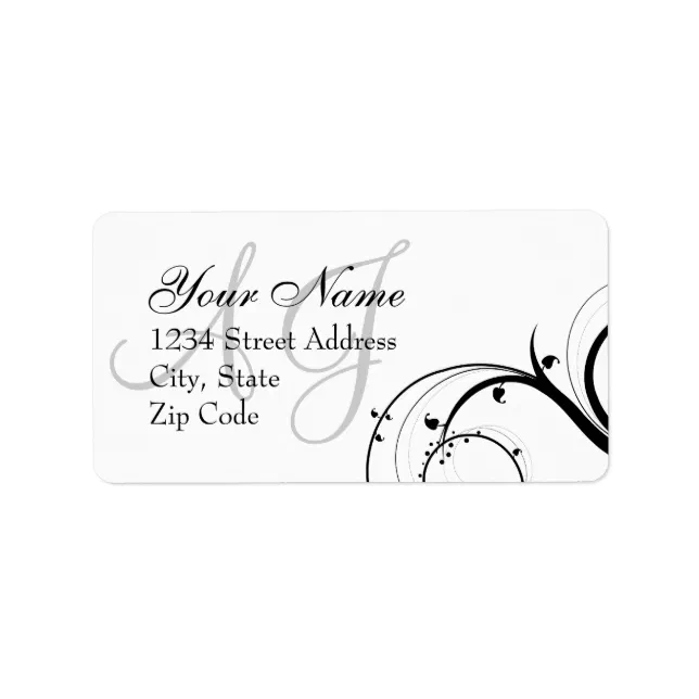 Swirl Monogram Wedding RSVP Envelope Address Label Zazzle