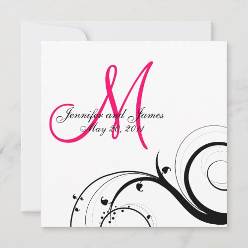 Swirl Monogram Wedding Save the Date Back View