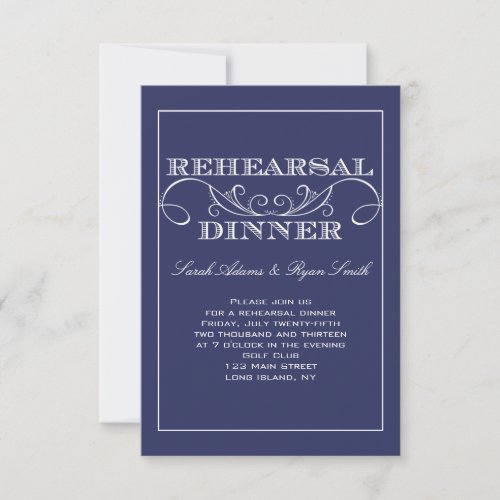 Swirl Navy Rehearsal Dinner Invitation