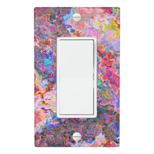Swirl of Blue, Purple, Crimson Abstract Painting Light Switch Cover (In Situ)