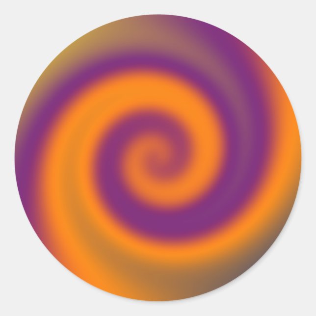 swirl orange purple classic round sticker (Front)
