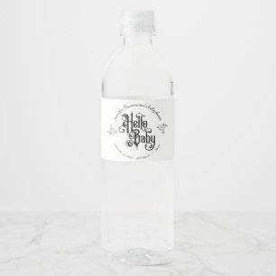 Swirl Ornament Frame Gothic Hello Baby Shower Water Bottle Label