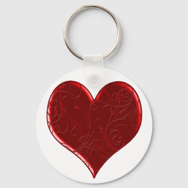 Swirl Overlaid Heart Key Chain (Front)