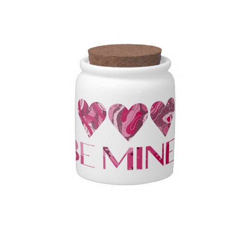 Swirl Painted Pink Red Valentine Be Mine Candy Jar