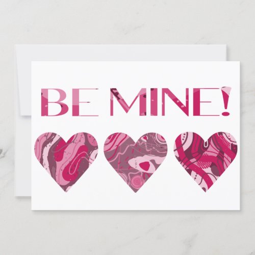 Swirl Painted Pink Red Valentine Be Mine Greeting Holiday Card