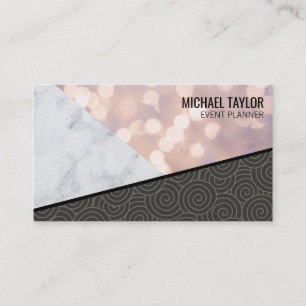 Swirl Pattern Bokeh and Marble Color Block Business Card
