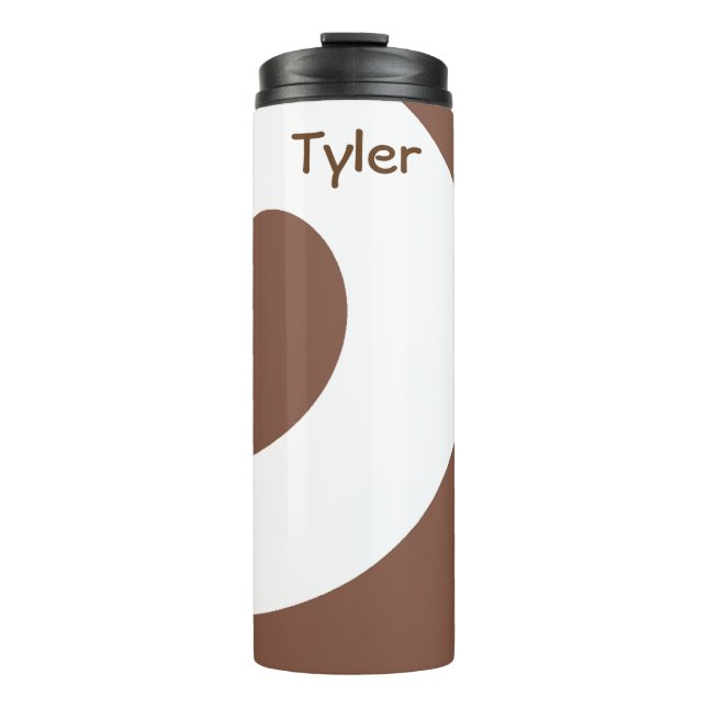 Swirl Pattern Brown and White Thermal Tumbler (Front)
