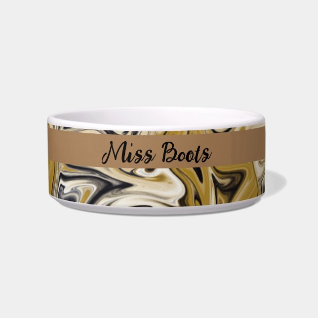 Swirl Pattern Custom Name Pet Bowl (Front)