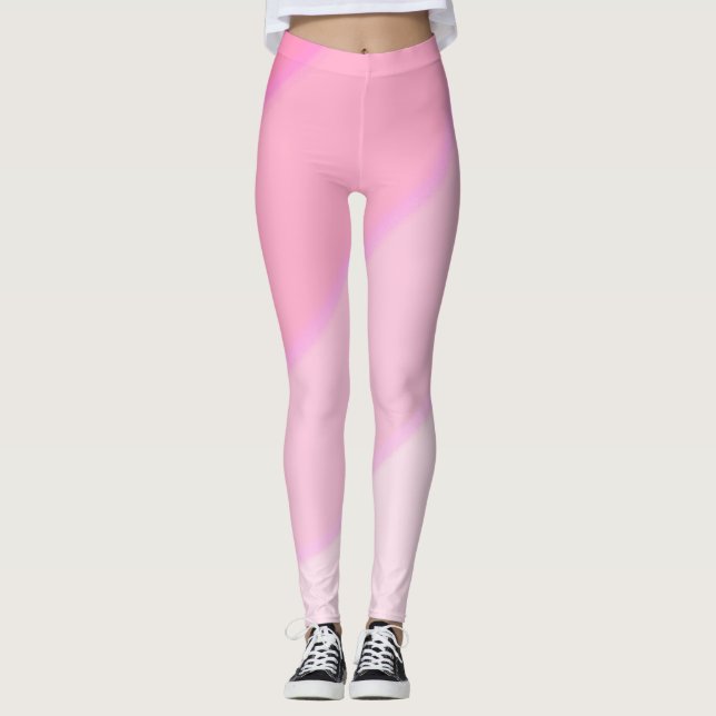 Swirl pattern pastel ombre Pink Leggings (Front)