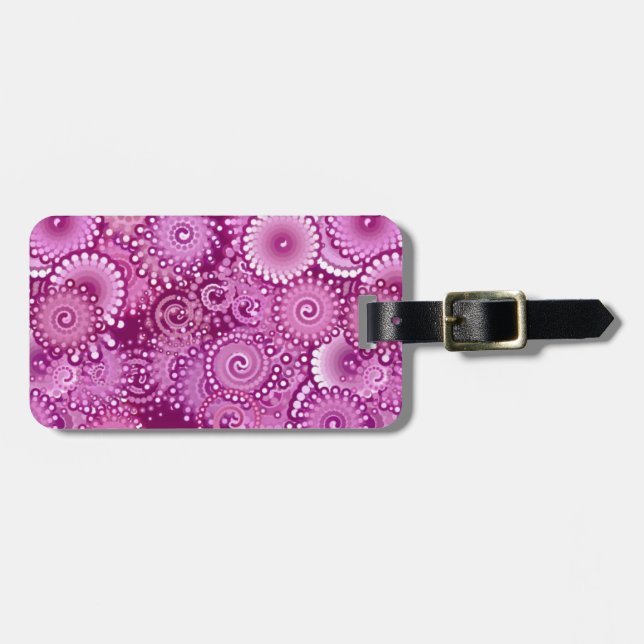 Swirl pattern, purple, pink, plum, lilac luggage tag (Front Horizontal)