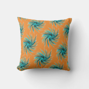Swirl Pattern - Teal Green Blue Orange Yellow Outdoor Pillow
