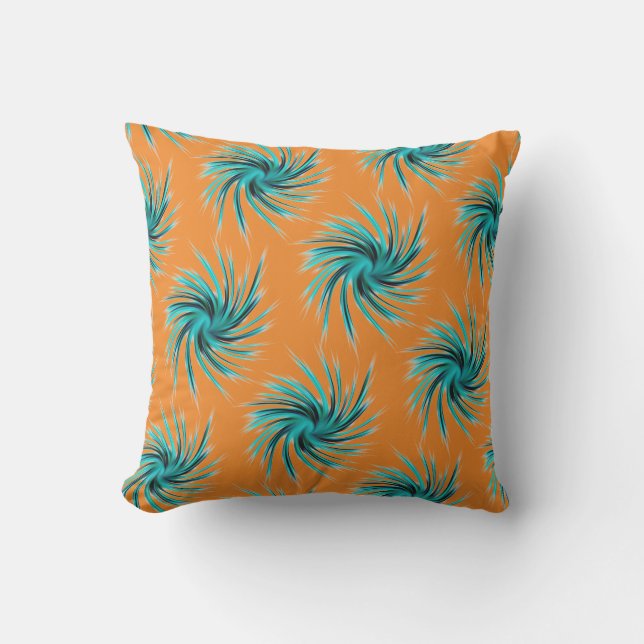 Swirl Pattern - Teal Green Blue Orange Yellow Outdoor Pillow (Front)