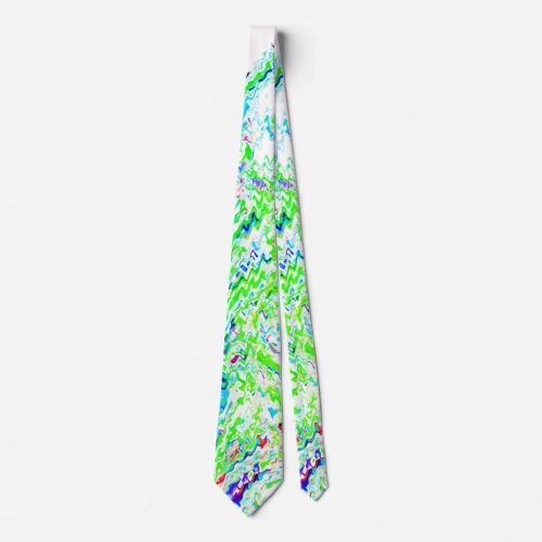 Swirl Patterns Abstract Colorful Bright Green Blue Neck Tie