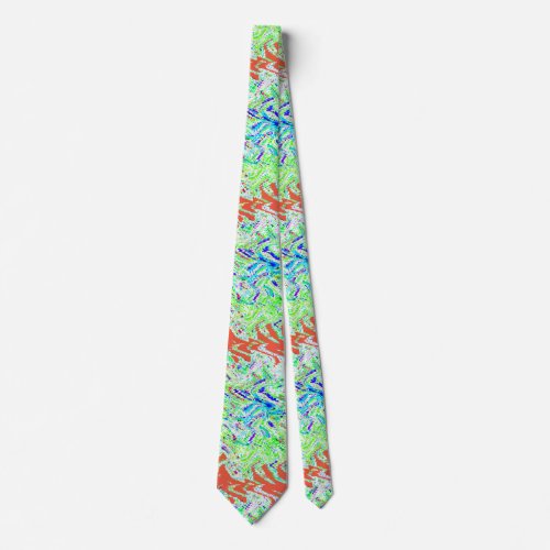 Swirl Patterns Abstract Colorful Green Blue Orange Neck Tie