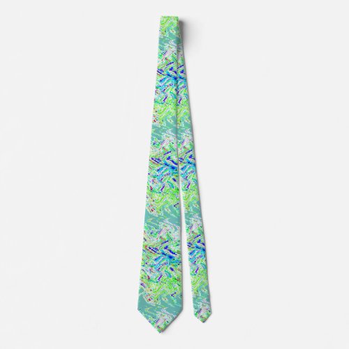 Swirl Patterns Abstract Colorful Green Teal Blue Neck Tie