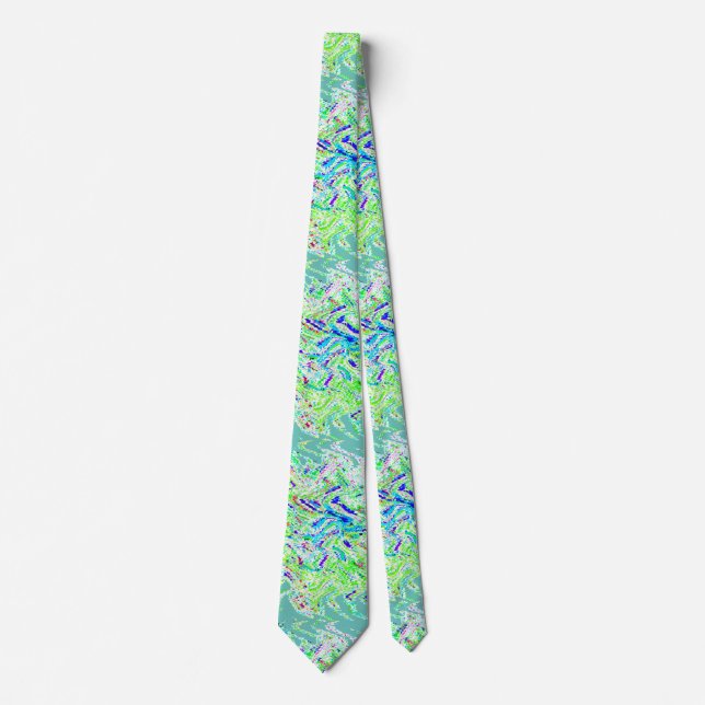Swirl Patterns Abstract Colorful Green Teal Blue Neck Tie (Front)