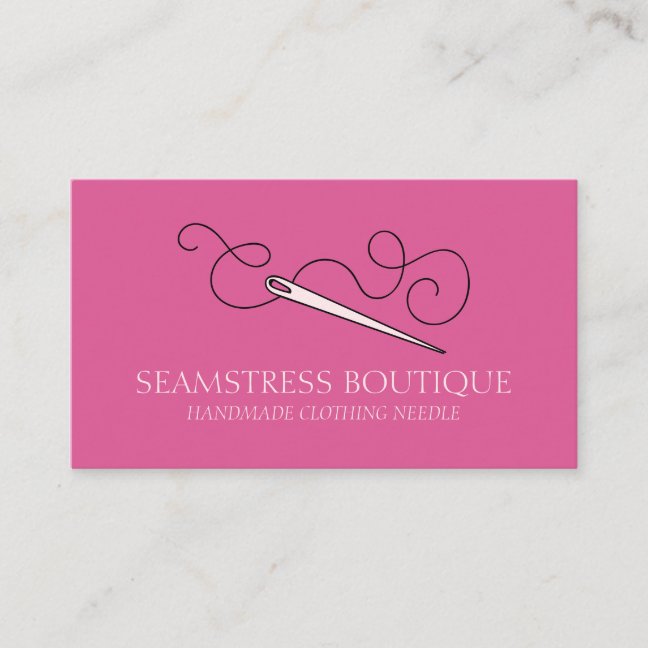 Swirl Pink Tailor Seamstress Alterations Needle Business Card