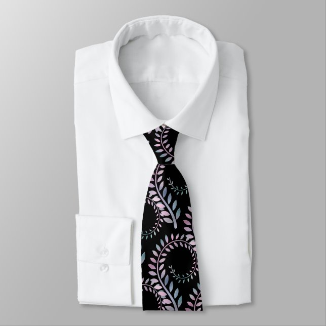 SWIRL PURPLE GREY BLACK TIE (Tied)