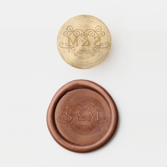 Swirl Rustic Abstract Monogram Wedding Wax Seal Stamp