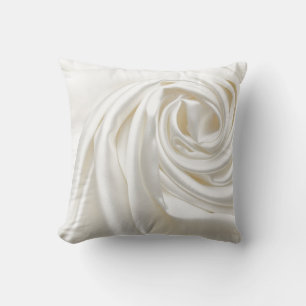 swirl satin white wedding chic textile silk style throw pillow