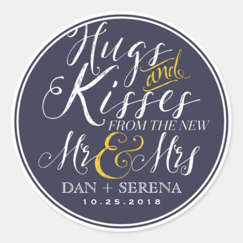 Swirl Script Mr and Mrs Wedding Favor Sticker