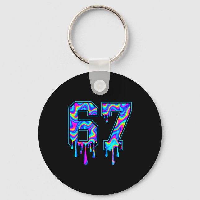 Swirl Six Seven Drip 6 7 Meme Gen Alpha Slang  Keychain (Front)