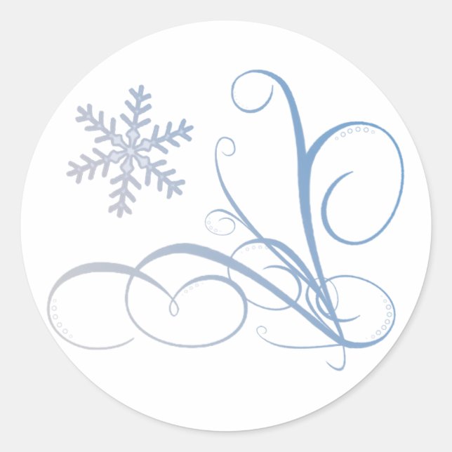 Swirl & Snowflake Classic Round Sticker (Front)