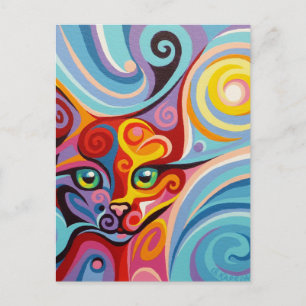 Swirl Spirits Luna Moon Cat Postcard Spirit Animal