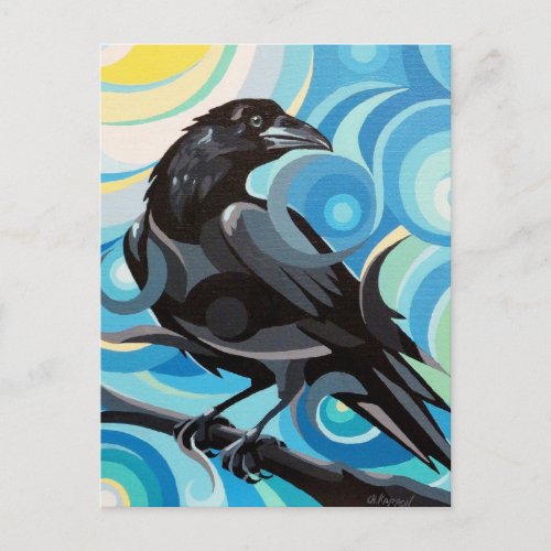 Swirl Spirits Raven Postcard Spirit Power Animal