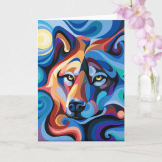 Swirl Spirits Wolf Folded Greeting Card Wildlife