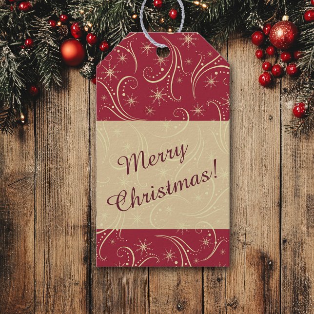 Swirl Stars Gold Holiday Gift Tags (Creator Uploaded)