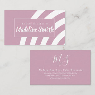 Swirl Stripes Homemade Cake Bakery Pink Business Card