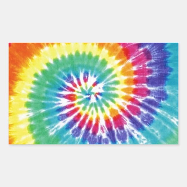Swirl Tie Dye Multicolor Rainbow Rectangular Sticker (Front)