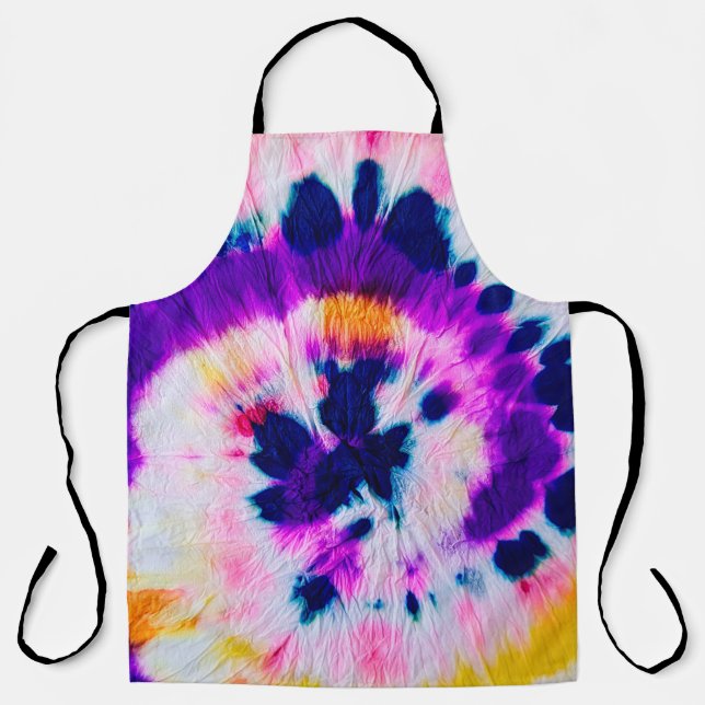 Swirl Tie Dye. Rainbow Fabric Tie Dye. Boho Fashio Apron (Front)