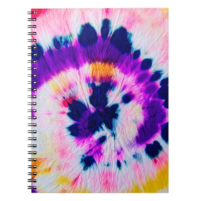 Swirl Tie Dye. Rainbow Fabric Tie Dye. Boho Fashio Notebook (Front)