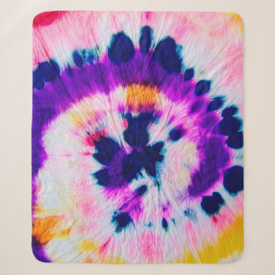 Swirl Tie Dye. Rainbow Fabric Tie Dye. Boho Fashio Sherpa Blanket