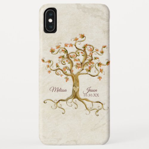 Swirl Tree Autumn Fall Leaves Wedding Anniversary iPhone XS Max Case