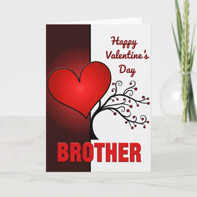 Swirl Tree Brother Valentines Day Card (Front)