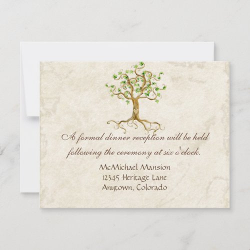 Swirl Tree Root Antiqued Aqua Reception Invite