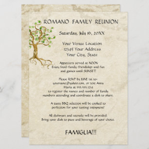 Swirl Tree Roots Antique Family Reunion Picnic  Invitation