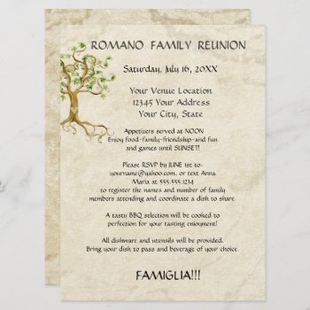 Swirl Tree Roots Antique Family Reunion Picnic  Invitation by AudreyJeanne at Zazzle