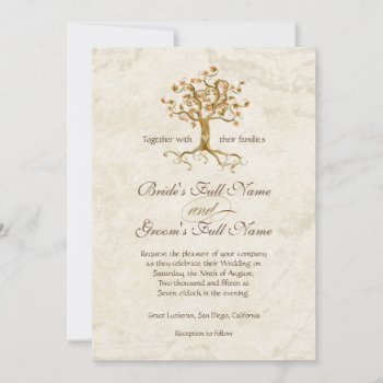 Swirl Tree Roots Antique Parchment Vintage Wedding Invitation by AudreyJeanne at Zazzle