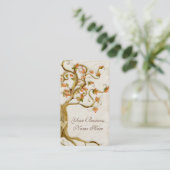 Swirl Tree Roots Antique Tan Professional Business Business Card (Standing Front)