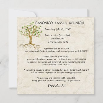 Swirl Tree Roots Antiqued Family Reunion Custom In Invitation by AudreyJeanne at Zazzle