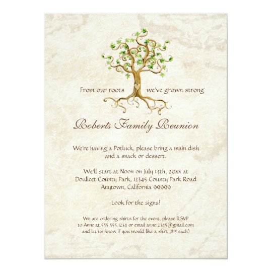 Swirl Tree Roots Antiqued Family Reunion Invite | Zazzle.com