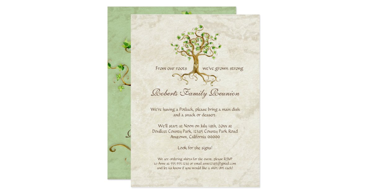 Swirl Tree Roots Antiqued Family Reunion Invite | Zazzle