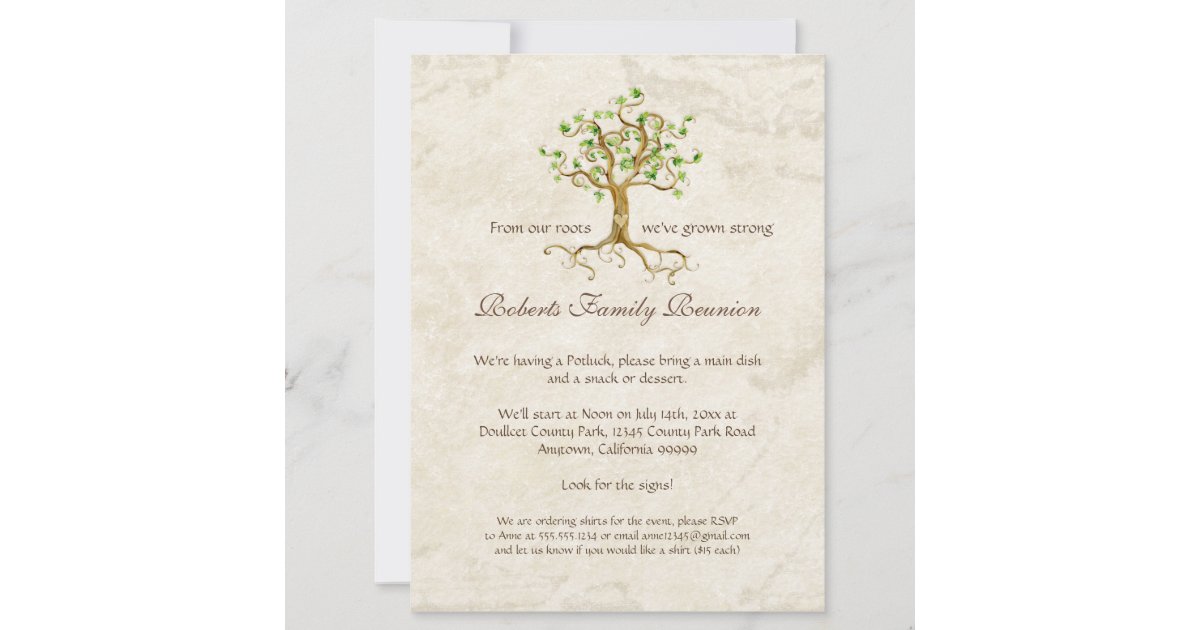 Swirl Tree Roots Antiqued Family Reunion Invite | Zazzle